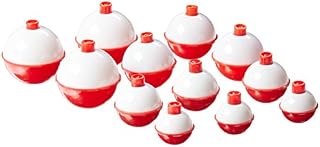 Eagle Claw Snap-On Round Floats, 12 Floats, Assorted Sizes 1" to 1-3/4", Red/White
