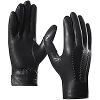 Harssidanzar Hombres Guantes De Cuero De Piel De Oveja Italiana De Para Forradas En Lana Negro XL