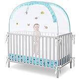 Baby Safety Crib Tent Toddler Crib Netting, Mosquito Net Nursery Bed Canopy Netting Cover to Keep Baby from Climbing Out, See Through Mesh Net and Fluorescent Ocean Pattern - Ocean Whale