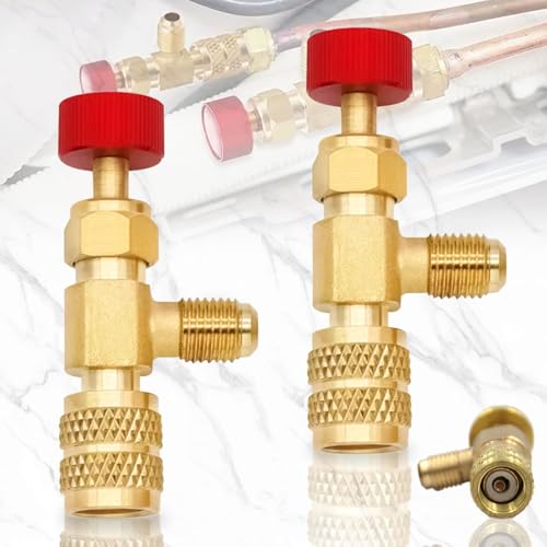 Brateuanoii 2 V-álvula Seguridad R-efrigerante, Aire Acondicionado Carga de la V-álvula, Refrigerante R410 R22 Adaptador, Válvula de Control de Refrigerante, para Válvulas de Aire Acondicionado
