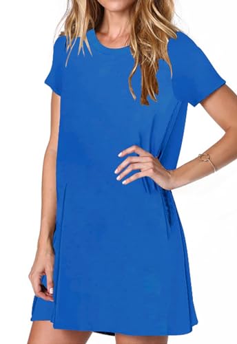 Image of Alaster Women's Casual Summer T Shirt Dress Loose Short Sleeve Tunic Dress with Pocket for Women