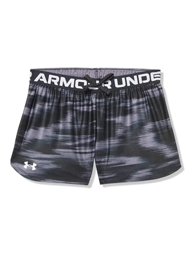 Under Armour Girls' Play Up Printed Shorts, (008) Black / / White, Medium
