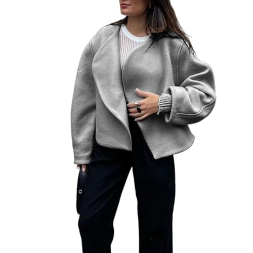 Structured Oversized Short Jacket Drop Shoulder Open Front Minimalist Coat Casual Loose Outerwear Jackets3
