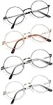 4 Pack Reading Glasses for Women Men Retro Round Metal Frame