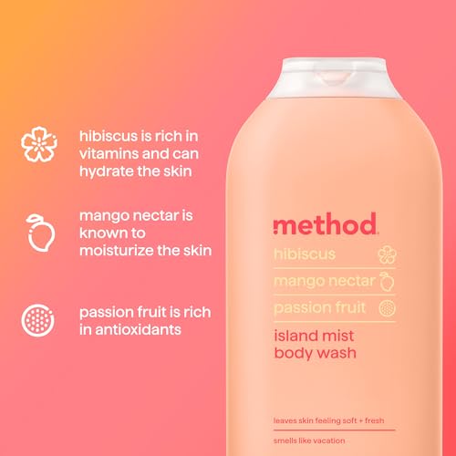 Image of Method Body Wash, Island Mist, Hibiscus + Mango Nectar + Passion Fruit notes, 18oz, (Pack of 2)