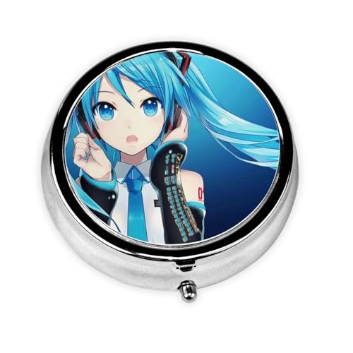 初音 ミク アニメミニボックス密閉薬ケース 耐湿丸い小物収納ケース 旅行用ピルボックス