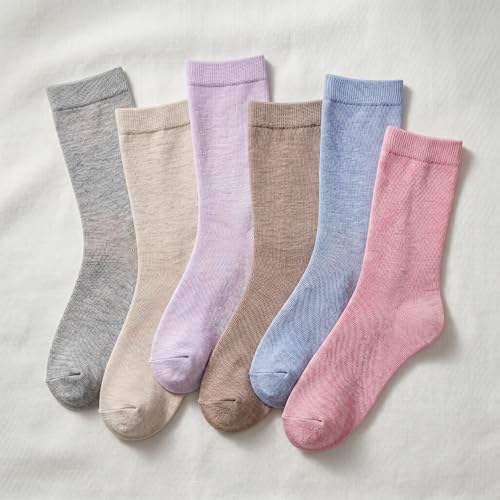 Image of Tipi Toe Women's 6-Pack Funky Crew Socks | Colorful Fun Patterned Novelty Dress Socks, Sizes 9-13