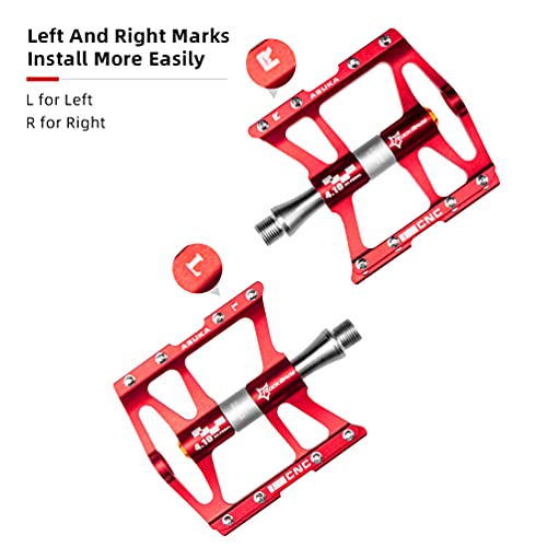Rockbros 4 Bearings Mountain Bike Pedals Mtb Padals Platform Flat Bike Pedals Aluminum Alloy 9/16" #TOP4