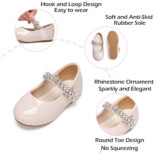 Image of PHIRAMIN Toddler Flower Girl Glitter Dress Shoes Little Girl Ballet Flats Bow Wedding Party