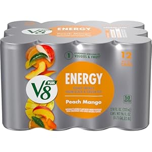 V8 Energy Peach Mango Energy Drink, 8 fl oz Can (12 Pack)