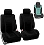 FH Group Sports Fabric Front Set Car Seat Covers, Airbag Compatible and Fits Detachable Headrests– Universal Fit for Cars Trucks & SUVs (Black) FB070102