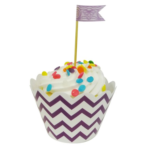 Wrapables Standard Size Chevron Cupcake Wrappers (Set of 20), Purple