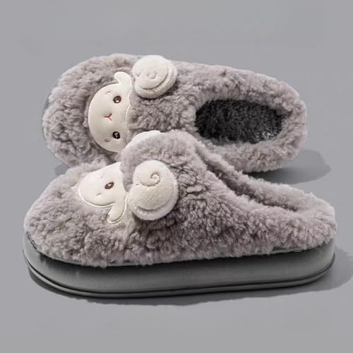 Cute Sheep Fuzzy Animal Slippers for Women & Men, Fluffy Plush Warm Lining, Memory Foam House Slippers with Thick Sole2