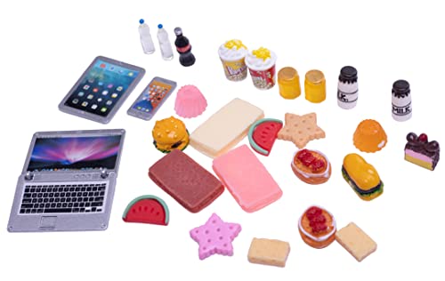 Togudot Dollhouse Laptop Tablet Miniature Phone Mini Food Toys Miniatures Furniture Accessories Diy Doll House Accessory Decoration Tiny Computer Cake Drink Bottles Hamburger Ornaments 1 12 Scale #TOP6