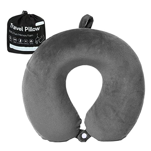 Gluck Plants Travel Pillow,Neck Pillow for Traveling U Shaped Memory Foam Grey Portable Headrest Sleep Airplane Travel Neck Pillow for Flight,Car & Home,Office
