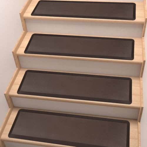 PURE ERA Cushioned Stair Mat Non Slip Stair Treads Indoor Brown 2 pcs