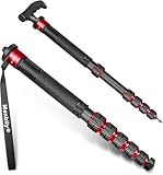 Manbily Camera Monopod, C-666L 32mm Tube Carbon Fiber Monopod with Walking Stick Handle, Portable Compact Lightweight for DSLR Cameras Canon Sony Nikon Travel