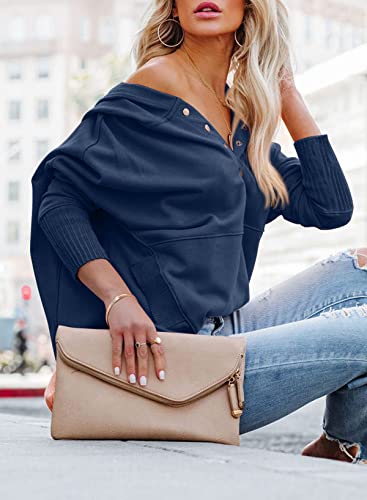Image of PRETTYGARDEN Women's Casual Long Sleeve Zipper Sweatshirt Drawstring Loose Quarter Zip Pullover Tops with Pockets