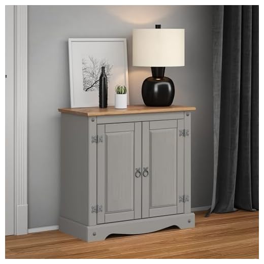 Corona Grey Wax 2 Door Sideboard Cupboard