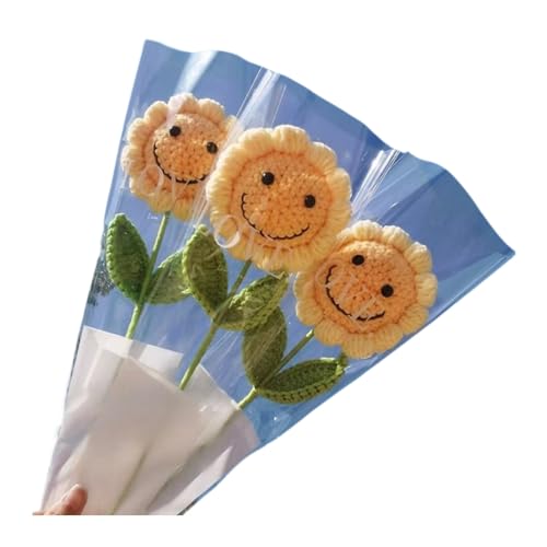 ぬいぐるみ花 笑顔 ひまわり ニット造花 手編みブーケ 癒し系 DIY インテリア オーナメント 雰囲気満点 おしゃれ 人気 多機能 部屋飾り 母の日 父の日 贈り物 誕生日