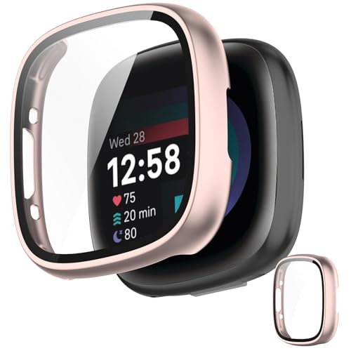 INIAYOH For Fitbit Sense 2/Versa 4 Jo[ Fitbit Sense 2/Versa 4 یP[X KXtB+ϏՌPCt[ ˒ጸ wh~ yʃX݌v (O[)