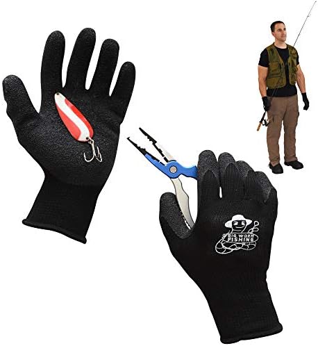 Fishing Gloves – Fish Handling Gloves for Fishing – Textured Grip Palm Fish Cleaning Gloves – Soft Lining Fishing Glove – Fish Fillet Gloves – One Size Fits Most L to XL Fishing Gloves