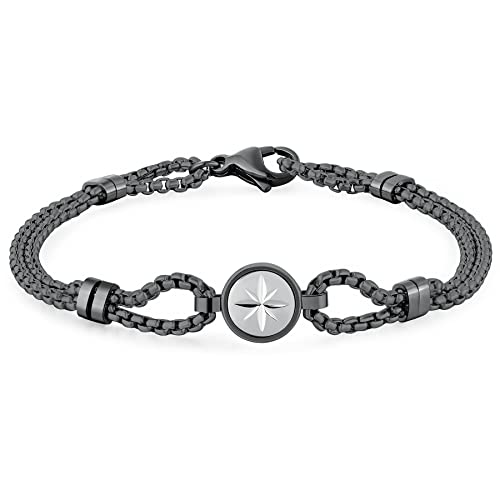 Brosway Bracciale Uomo in Acciaio e Pietre Naturali con Simbolo Rosa Dei Venti | Collezione Poseidon - BPN12