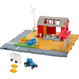 Matchbox Toy Car & Playset, Action Drivers Farm Adventure with 1:64 Scale Tractor & Trailer, 2 Hay Bales & Detachable Goat, Horse & Cow Figures & Sounds