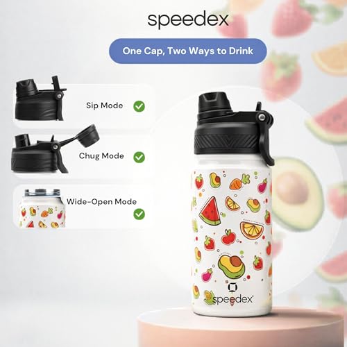 Image of Speedex Tutty Fruty 500 Kids Vacuum Insulated Stainless Steel Water Bottle 450 ML | Double Wall Hot & Cold Sipper (Straw + Direct Sip) | Leakproof BPA Free School Water Bottle for Boys & Girls