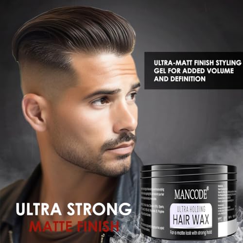 Image of Mancode Ultra Holding Hair Wax for Men 100ml | Matte Look with 24 hrs Strong Hold Level 7 | Matte Finish & No Greasy Residue Styling Hair Wax 100gm