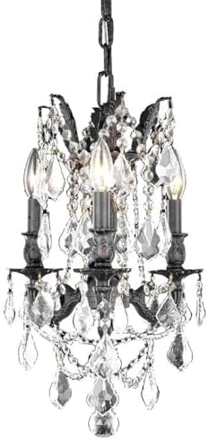 Elegant Lighting 9203D13DB-GT/RC Rosalia Collection 3-Light Dark Bronze Mini Chandelier, 13" x 18"