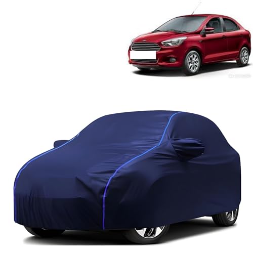 Image of Kerwa Car Body Cover Waterproof Compatible with Ford Aspire Dustproof UV Protection Triple Stitched Elastic Bottom with Mirror Pockets (Blue)