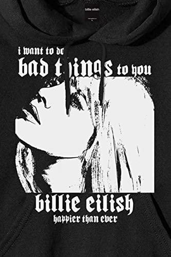 Sweat à capuche noir authentique Billie Eilish Bad Things unisexe