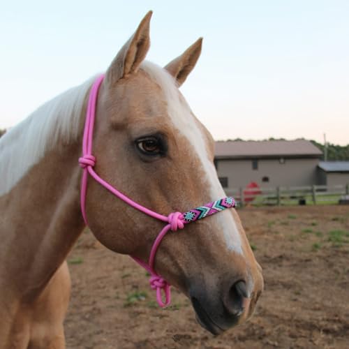 Tahoe Tack Série Copper Tip Corda Trançada Cavalo Halter com Nariz Navajo Miçanga, nós de caubói, gr