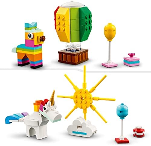 LEGO 11029 Classic Kreatywny zestaw imprezowy, Gry Rodzinne do Wspólnej Zabawy, 12 zabawek do zbudowania: Pluszowy Miś, Klaun, Jednorożec, dla Dzieci w wieku od 5 lat