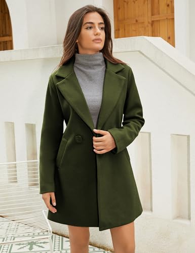 Omoone Women's Long Sleeve Slim Fit Warm Winter Wool Blend Pea Coat Overcoat2