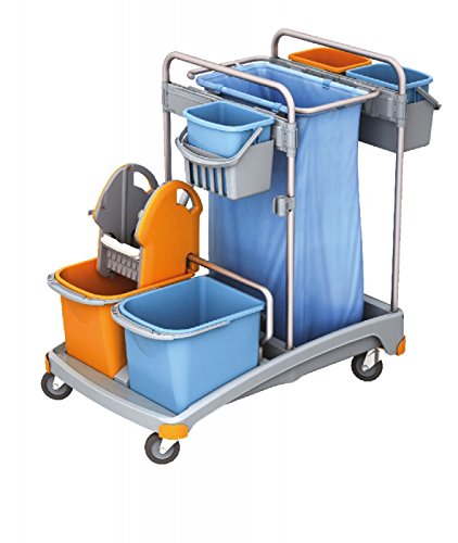 Con{5} cubos Splast Putztrolley-Set, base de plástico, soporte y escurridor fregona