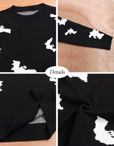 Image of Womens Cute Heart Sweater Crew Neck Long Sleeve Pullover Valentines Sweater