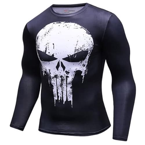 Camisa Compressão Justiceiro Manga Longa Rashguard Elastano (Asian XL (M Adulto))