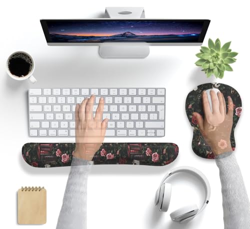 Gothic Skull Rose Ergonomic Mouse Pad with Wrist Rest & Keyboard Wrist Support Set - Non-Slip Gaming Office Desk Mat, Comfortable Memory Foam Cushion for Computer/Laptop Users, Home Office Workers by Mechanical Cattle - Used condition - Image 7