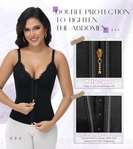 SHAPSHE Waist Trainer for Women Tummy Control Corset Shapewear Workout Waist Cincher Faja Body Shaper with Lace Bra2