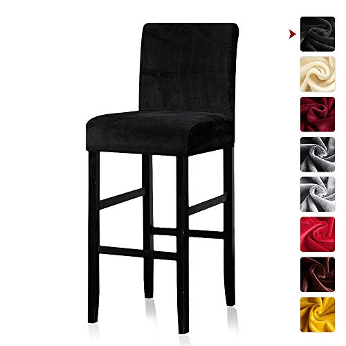 Lellen 1 Pack -Counter Stool Pub Chair Covers Slipcover Velvet Stretch Removable Washable
