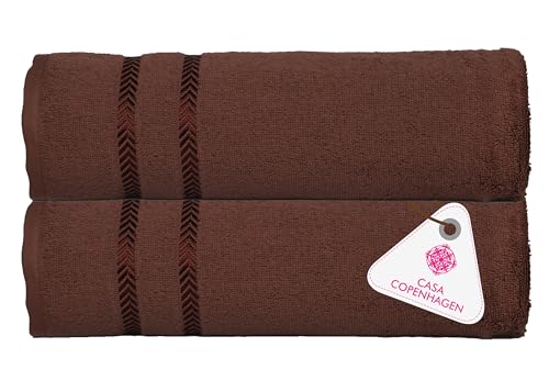 Image of Casa Copenhagen, Super Soft Ember Collection 2 Pieces 100% Cotton Large Bath Towel (Size : 75 x 150 cm) - Brown & Brown