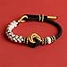 Yecomsy Peach Blossom Knot Bracelet Handmade Woven Tibetan Buddhist Braided Bracelets Adjustable Inspirational Strand Bracelet for Women Men-Black