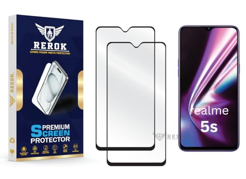 Image of Gorilla Tempered Glass Screen Protector Compatible with Realme 5s [Pack of 2] | Edge-to-Edge, Bubble-Free, Case Friendly, Easy Installation Kit