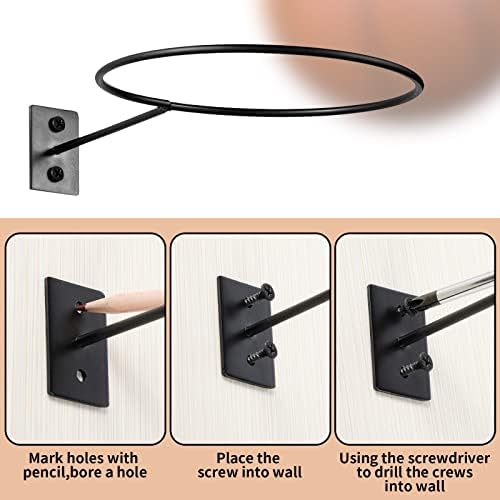 Miniatura 5 de Lounsweer 10 soportes para bolas de montaje en pared, almacenamiento de baloncesto de metal negro, estante universal de bolas para baloncesto,