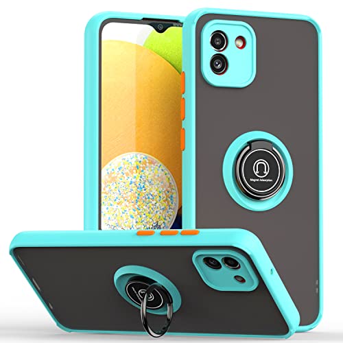XINYEXIN Funda para Samsung Galaxy A03, Funda con Soporte de Anillo, TPU + PC Translúcido Anti- Arañazos Carcasa Protectora Antigolpes Case Cover - Azul Cielo