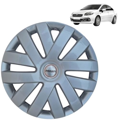Image of PRIGAN Wheel Cover for Linea 15 Inch Silver Wheel Cap (Available in 15 Inch) (Set of 4 Pcs) (Press Fitting) Model- Polo Silver-15