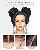 tunfine Hidden Strap 360 Deep Wave Glueless Lace Front Wigs Human Hair609