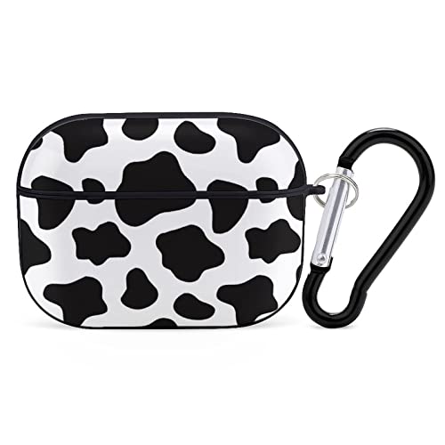 Compatible With Airpods Pro Case Cover With Keychain Cow Pattern Airpod Cases Portable Shockproof Protective Case For Women Men Hard Headphone Case For Apple Airpods Pro Black White Cow #TOP17